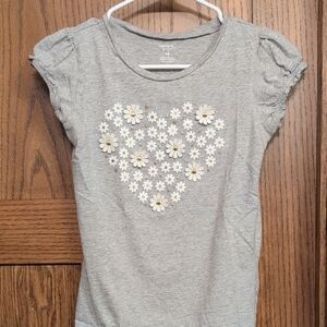 Carter's Gray Tee with Floral Heart Design